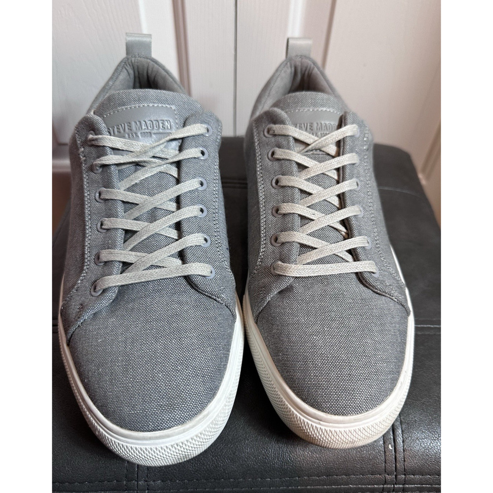Steve Madden Shoes Men's 11 US Gray Casual Slip On Sneakers Canvas Fabric Work - Picture 3 of 10